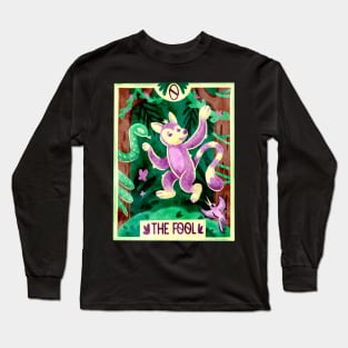 The Fool Lemur Monkey Tarot Card Long Sleeve T-Shirt